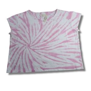 𝅺MADEWELL Pink White Tie Dye Cropped Tee